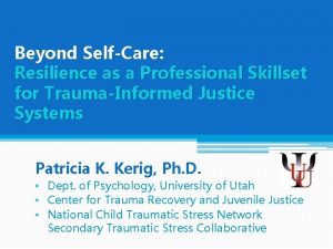 Beyond SelfCare Resilience as a Professional Skillset for