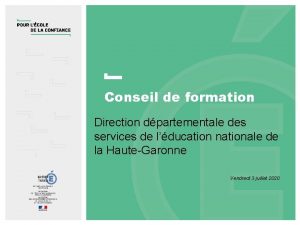 Conseil de formation Direction dpartementale des services de