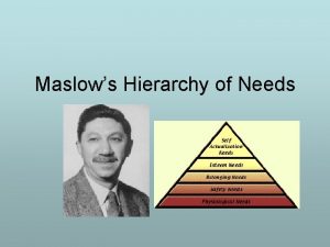 Maslows Hierarchy of Needs Hierarchy of Needs Maslow