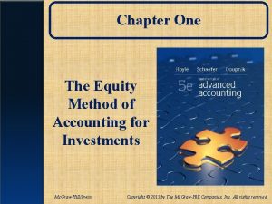 Chapter One The Equity Method of Accounting for