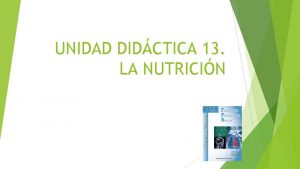 UNIDAD DIDCTICA 13 LA NUTRICIN PREGUNTAS INICIALES Podramos