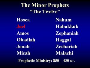 The Minor Prophets The Twelve Hosea Joel Amos