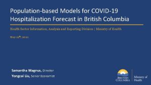 Populationbased Models for COVID19 Hospitalization Forecast in British