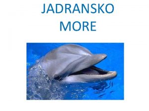 JADRANSKO MORE Jadransko more Povrina iznosi 138 595