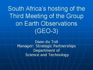South Africas hosting of the Third Meeting of