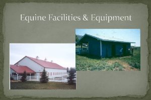 Equine Facilities Equipment Functions of horse housing Provide