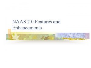 NAAS 2 0 Features and Enhancements Enhancements n