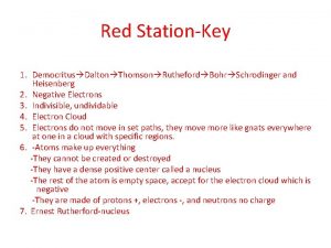 Red StationKey 1 Democritus Dalton Thomson Rutheford Bohr