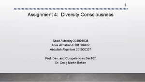 1 Assignment 4 Diversity Consciousness Saad Aldosary 201501035