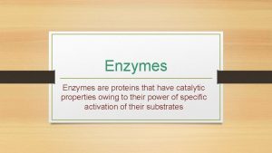 Enzymes are proteins that have catalytic properties owing