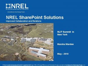 Innovation for Our Energy Future NREL Share Point