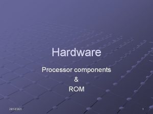 Hardware Processor components ROM 24122021 1 Learning Objectives