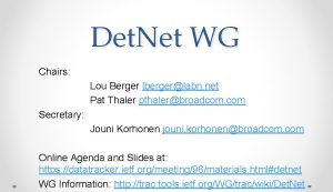 Det Net WG Chairs Lou Berger lbergerlabn net