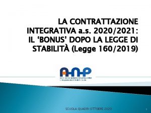 LA CONTRATTAZIONE INTEGRATIVA a s 20202021 IL BONUS