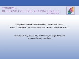 TEN STEPS to BUILDING COLLEGE READING SKILLS FIFTH