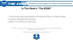 In This Weeks The EDGE The Government Shutdowns