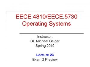 EECE 4810EECE 5730 Operating Systems Instructor Dr Michael
