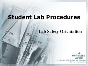 Student Lab Procedures Lab Safety Orientation Government of