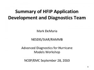 Summary of HFIP Application Development and Diagnostics Team