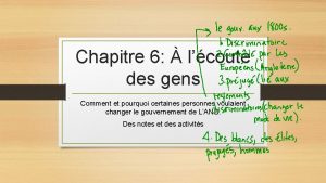 Chapitre 6 lcoute des gens Comment et pourquoi