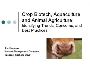 Crop Biotech Aquaculture and Animal Agriculture Identifying Trends