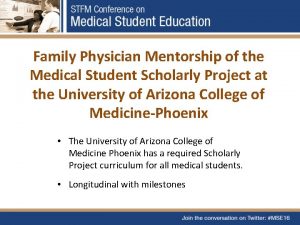 Family Physician Mentorship of the Medical Student Scholarly