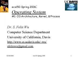 Operating System ecs 150 Spring 2006 1 OS