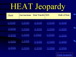 HEAT Jeopardy Heat Past Units Review Heat Transfer