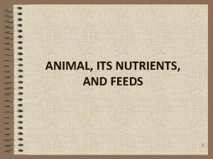 ANIMAL ITS NUTRIENTS AND FEEDS 1 Feed and