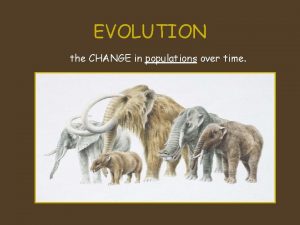 EVOLUTION the CHANGE in populations over time CHARLES