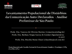 Levantamento Populacional de Distrbios da Comunicao AutoDeclarados Anlise