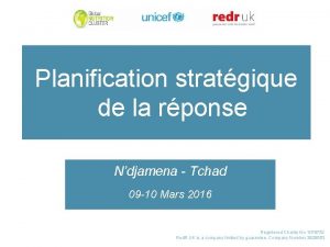 Planification stratgique de la rponse Ndjamena Tchad 09