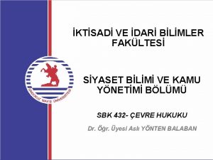 KTSAD VE DAR BLMLER FAKLTES SYASET BLM VE