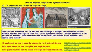 How did hospitals change in the eighteenth century