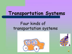 Transportation Systems Four kinds of transportation systems Goals