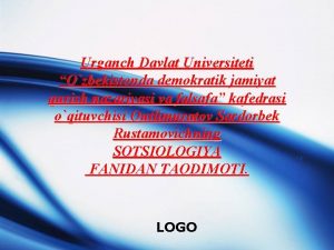 Urganch Davlat Universiteti Ozbekistonda demokratik jamiyat qurish nazariyasi