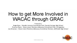 How to get More Involved in WACAC through