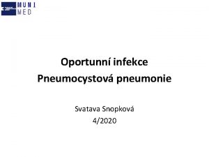 Oportunn infekce Pneumocystov pneumonie Svatava Snopkov 42020 Imunokompromitovan