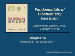 Fundamentals of Biochemistry Third Edition Donald Voet Judith