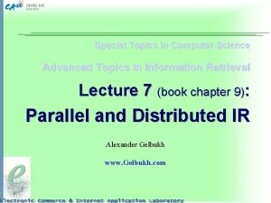 Special Topics in Computer Science Advanced Topics in