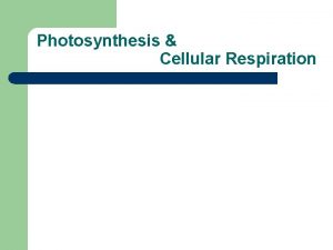 Photosynthesis Cellular Respiration Photosynthesis the process of converting