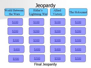 Jeopardy World Between the Wars Hitlers Lightning War