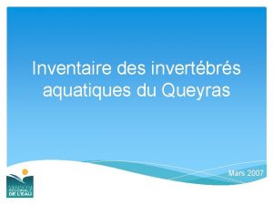 Inventaire des invertbrs aquatiques du Queyras Mars 2007