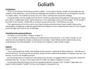 Goliath The Backstory There is a war between