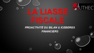 LA LIASSE FISCALE PROACTIVIT DU BILAN ICEBERGS FINANCIERS