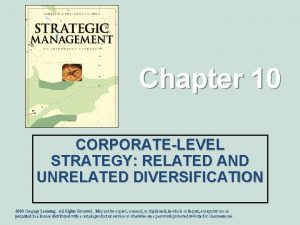 Chapter 10 CORPORATELEVEL STRATEGY RELATED AND UNRELATED DIVERSIFICATION