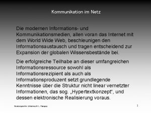 Kommunikation im Netz Die modernen Informations und Kommunikationsmedien