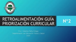 RETROALIMENTACIN GUA PRIORIZACIN CURRICULAR Prof Catalina Pea Ortega