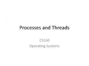 Processes and Threads CS 550 Operating Systems Processes