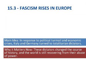 15 3 FASCISM RISES IN EUROPE Main Idea